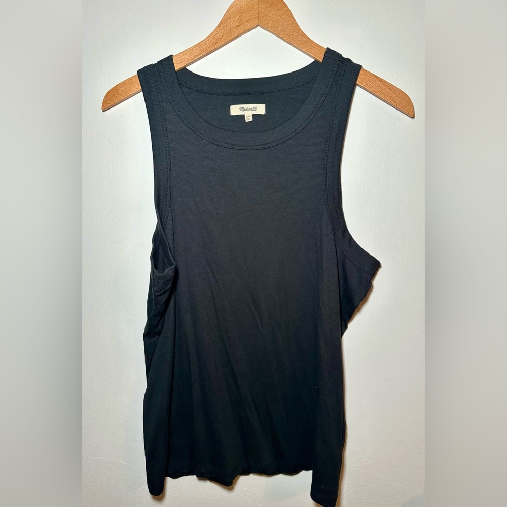 Madewell black cutaway ribbed tank top Size XXL